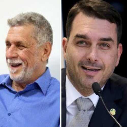 Armando e Flávio Bolsonaro caminham juntos sexta em Quissamã